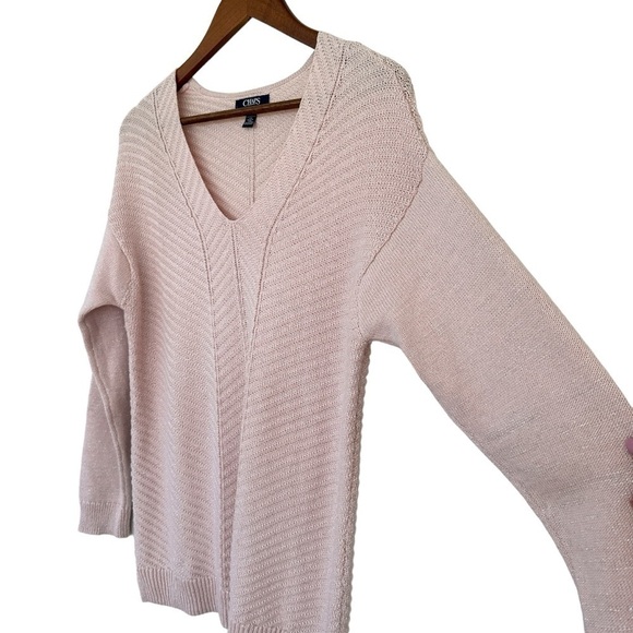 Chaps sweater, v-neck, long sleeves, straight  cut, form fitting, cotton knit - Picture 2 of 11